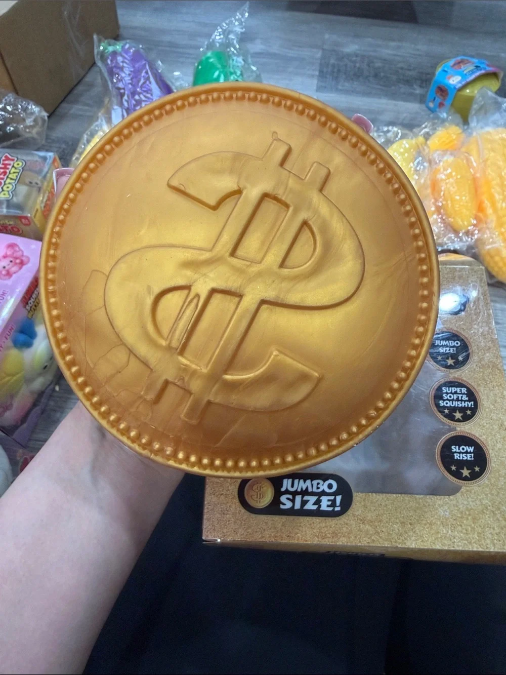 RARE Jumbo Coin Squish Toy - Gold Slow-Rise Stress Relief